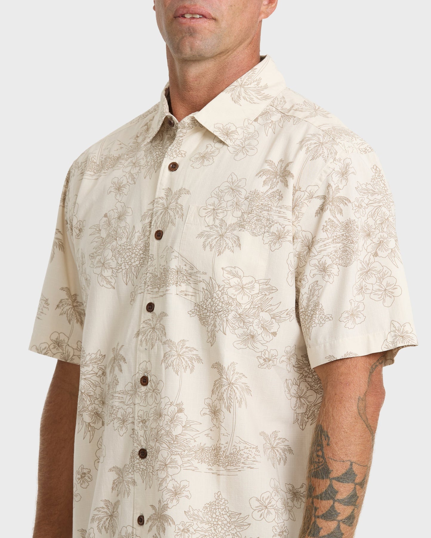 Waterman Island Vibes Short Sleeve Woven Shirt - Moonbeam