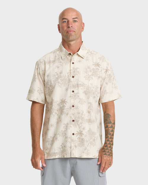 Waterman Island Vibes Short Sleeve Woven Shirt - Moonbeam