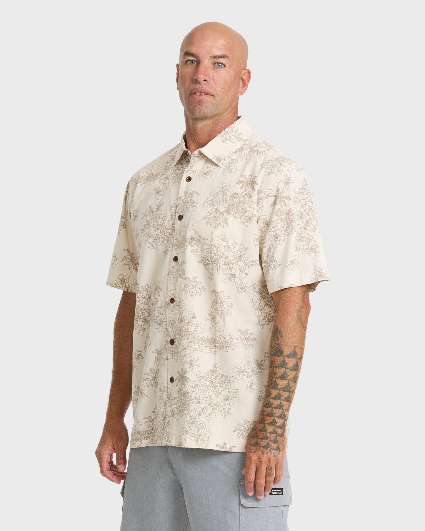 Waterman Island Vibes Short Sleeve Woven Shirt - Moonbeam