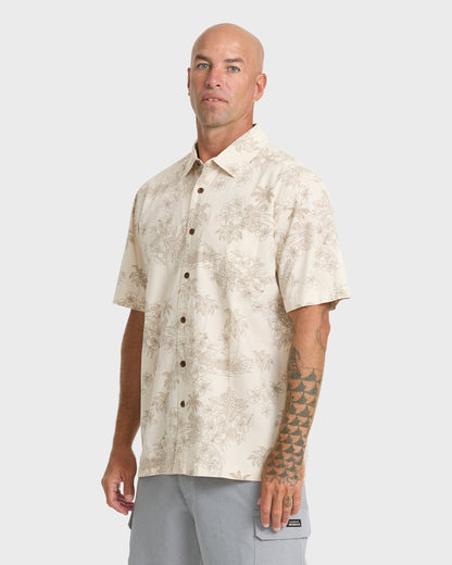 Waterman Island Vibes Short Sleeve Woven Shirt - Moonbeam