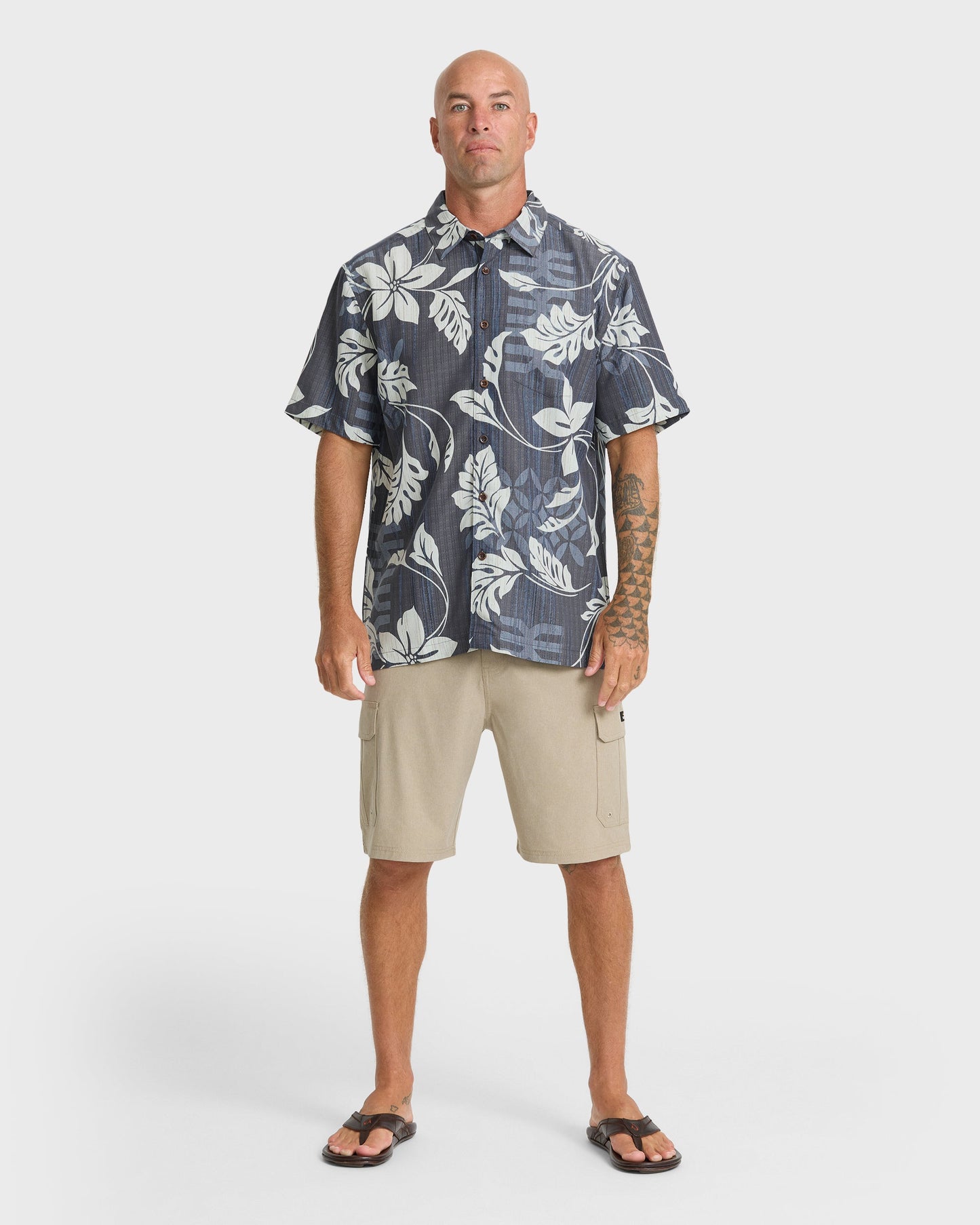 Waterman Tropic Bloom Short Sleeve Woven Shirt - Dark Denim