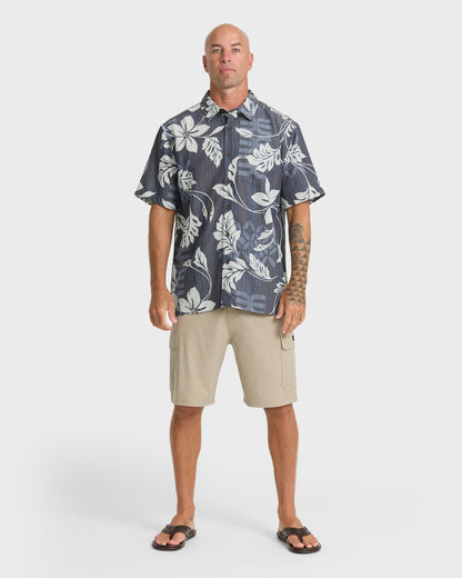 Waterman Tropic Bloom Short Sleeve Woven Shirt - Dark Denim