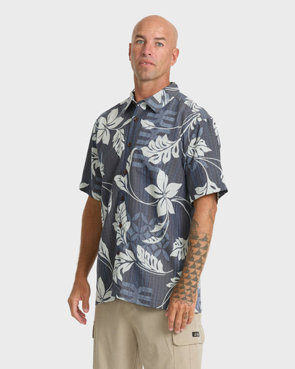 Waterman Tropic Bloom Short Sleeve Woven Shirt - Dark Denim