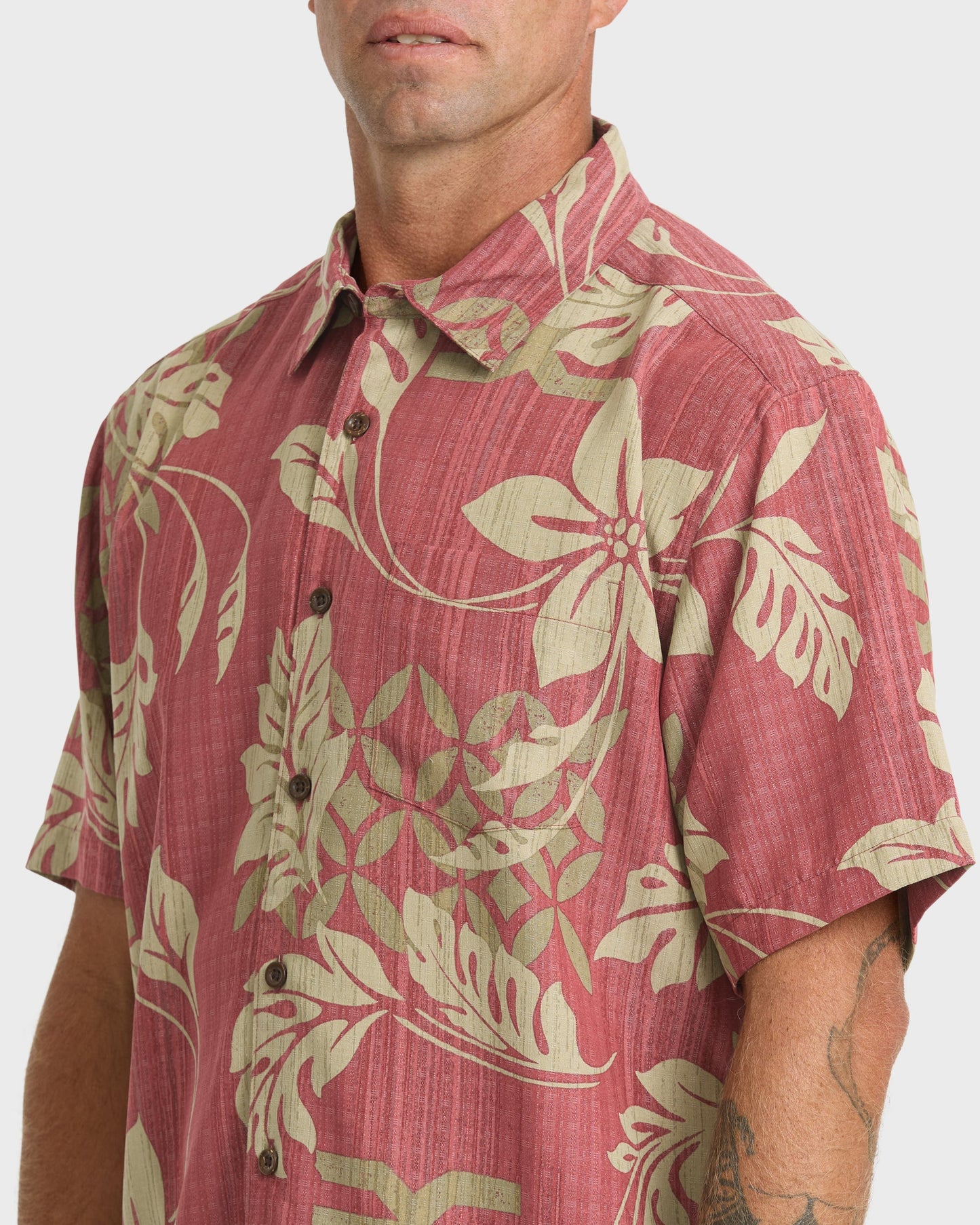 Waterman Tropic Bloom Short Sleeve Woven Shirt - Marsala