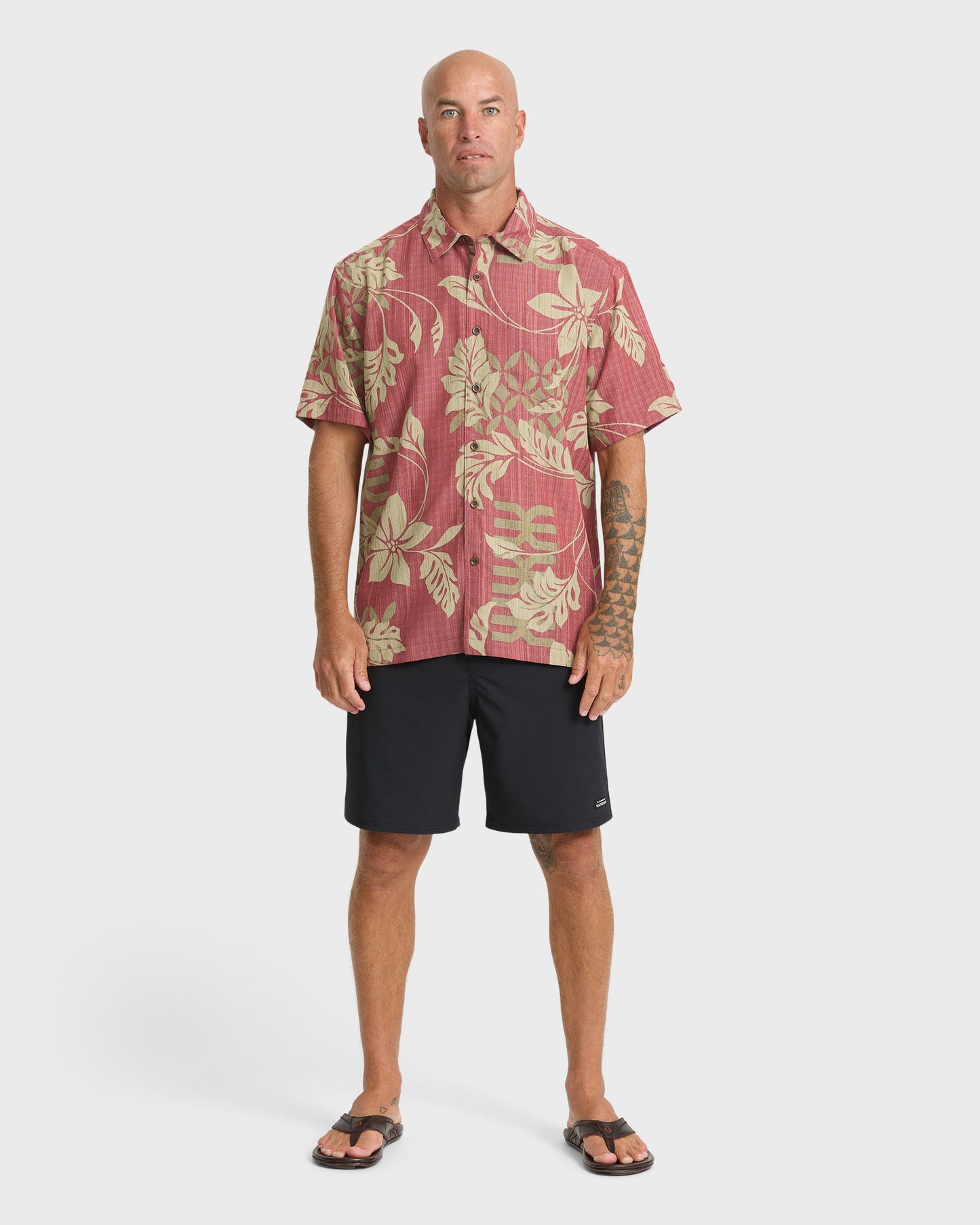 Waterman Tropic Bloom Short Sleeve Woven Shirt - Marsala