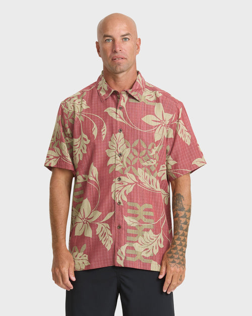 Waterman Tropic Bloom Short Sleeve Woven Shirt - Marsala
