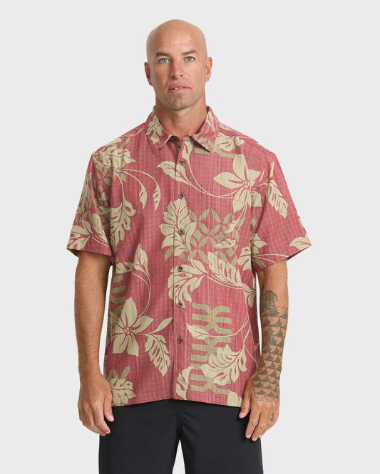 Waterman Tropic Bloom Short Sleeve Woven Shirt - Marsala