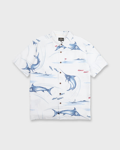Waterman Fish On Short Sleeve Woven Shirt - White