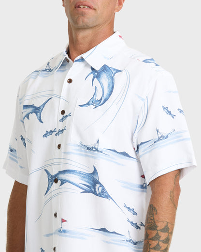 Waterman Fish On Short Sleeve Woven Shirt - White