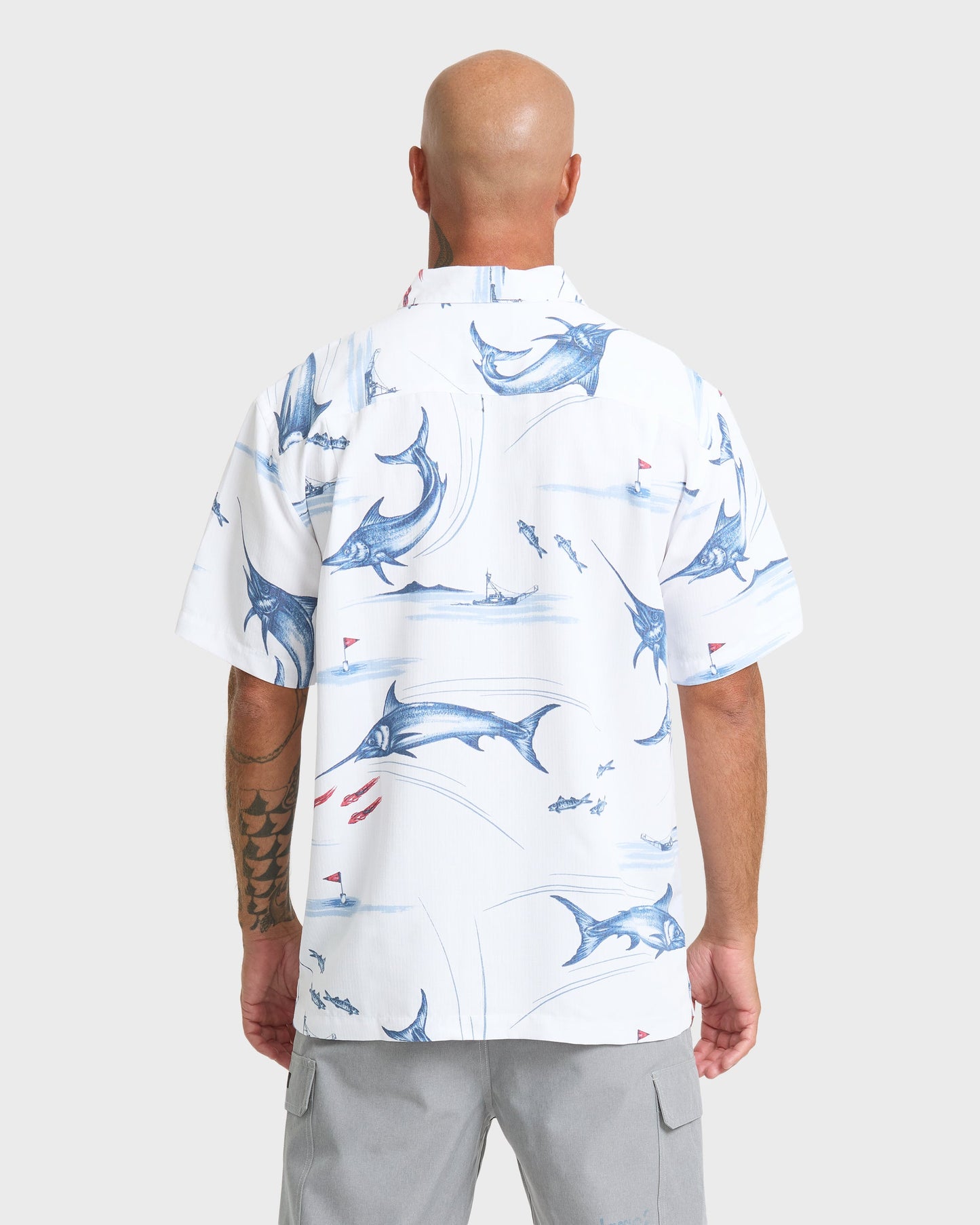 Waterman Fish On Short Sleeve Woven Shirt - White