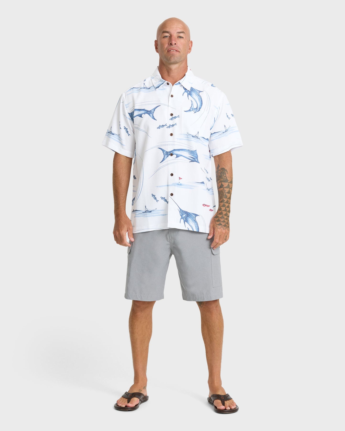 Waterman Fish On Short Sleeve Woven Shirt - White