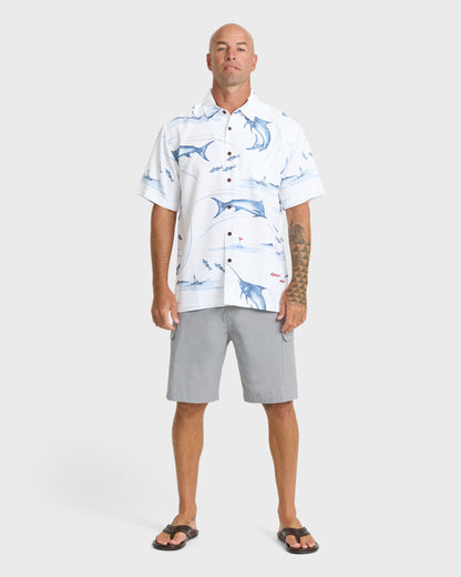 Waterman Fish On Short Sleeve Woven Shirt - White
