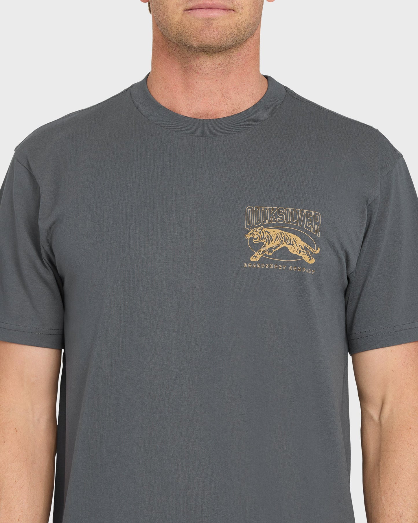 Tiger Style Short Sleeve Cotton T-Shirt - Iron Gate