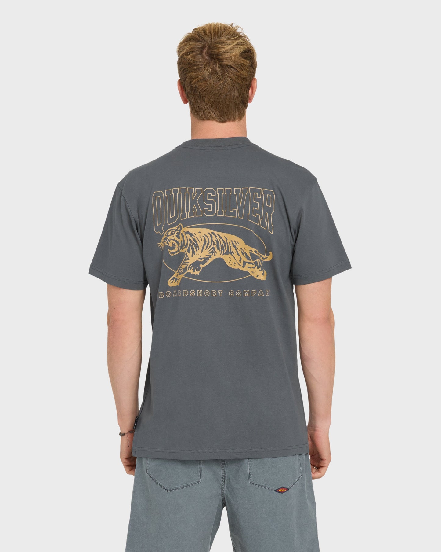 Tiger Style Short Sleeve Cotton T-Shirt - Iron Gate