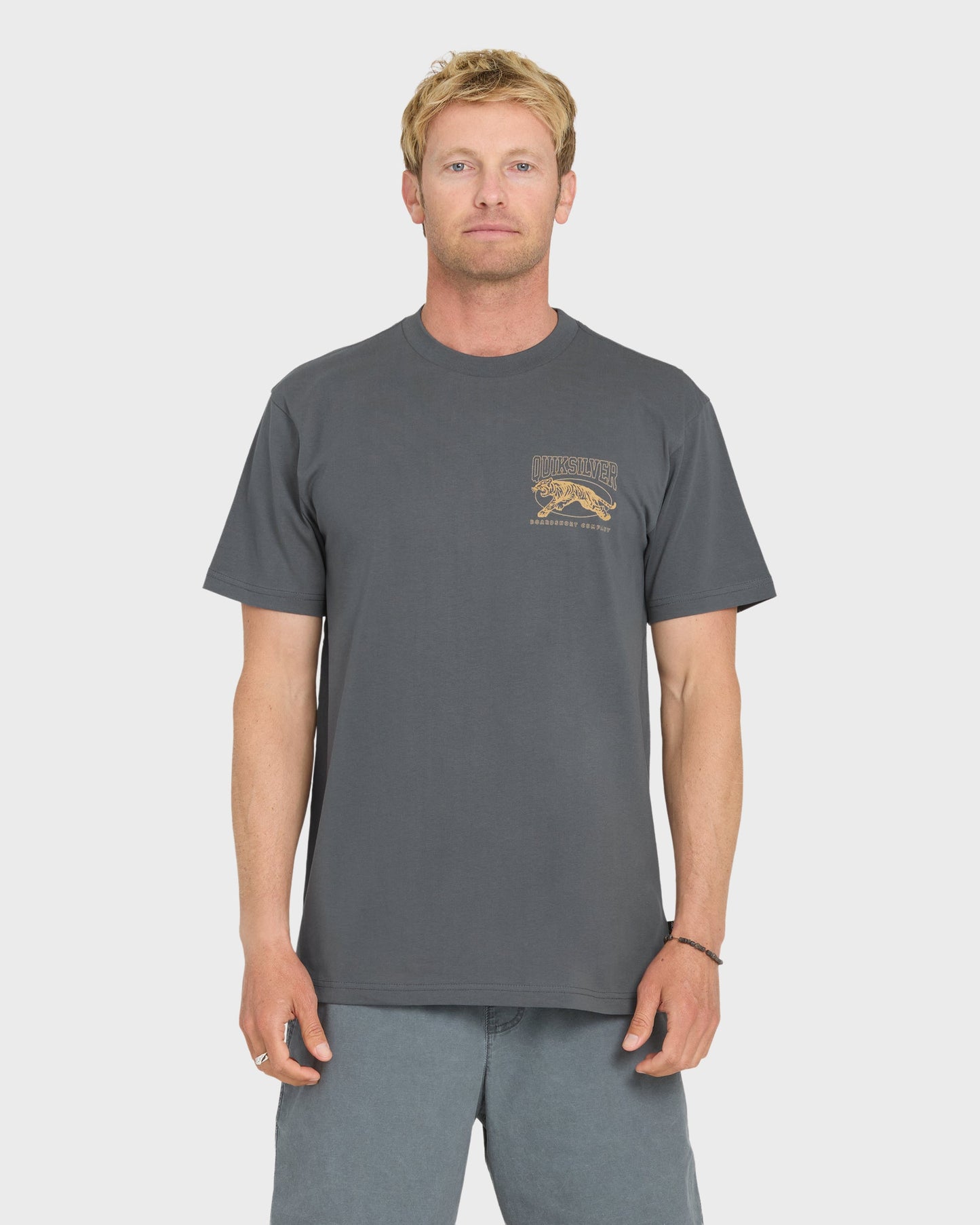 Tiger Style Short Sleeve Cotton T-Shirt - Iron Gate