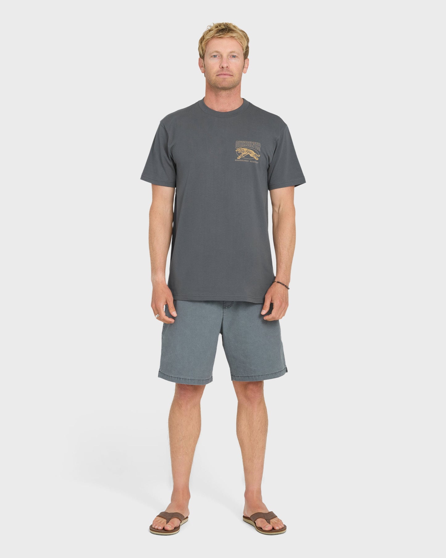 Tiger Style Short Sleeve Cotton T-Shirt - Iron Gate
