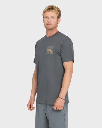 Tiger Style Short Sleeve Cotton T-Shirt - Iron Gate