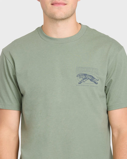 Tiger Style Short Sleeve Cotton T-Shirt - Lily Pad Heather