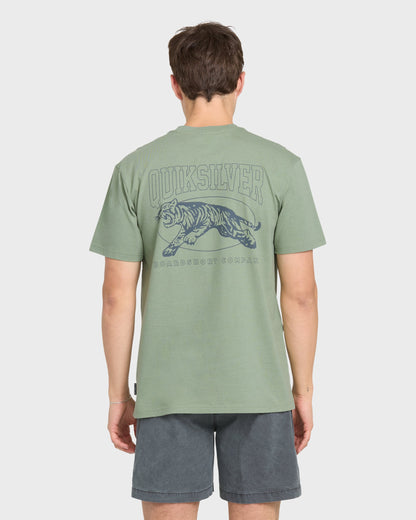 Tiger Style Short Sleeve Cotton T-Shirt - Lily Pad Heather