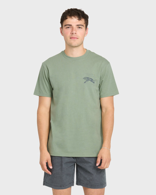 Tiger Style Short Sleeve Cotton T-Shirt - Lily Pad Heather