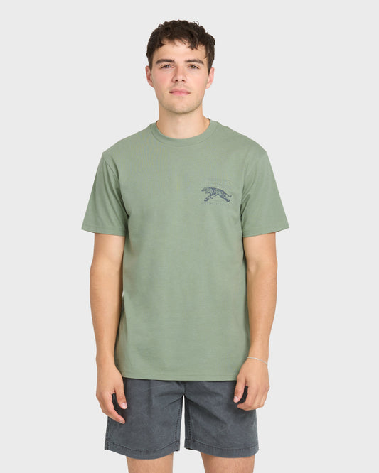 Tiger Style Short Sleeve Cotton T-Shirt - Lily Pad Heather