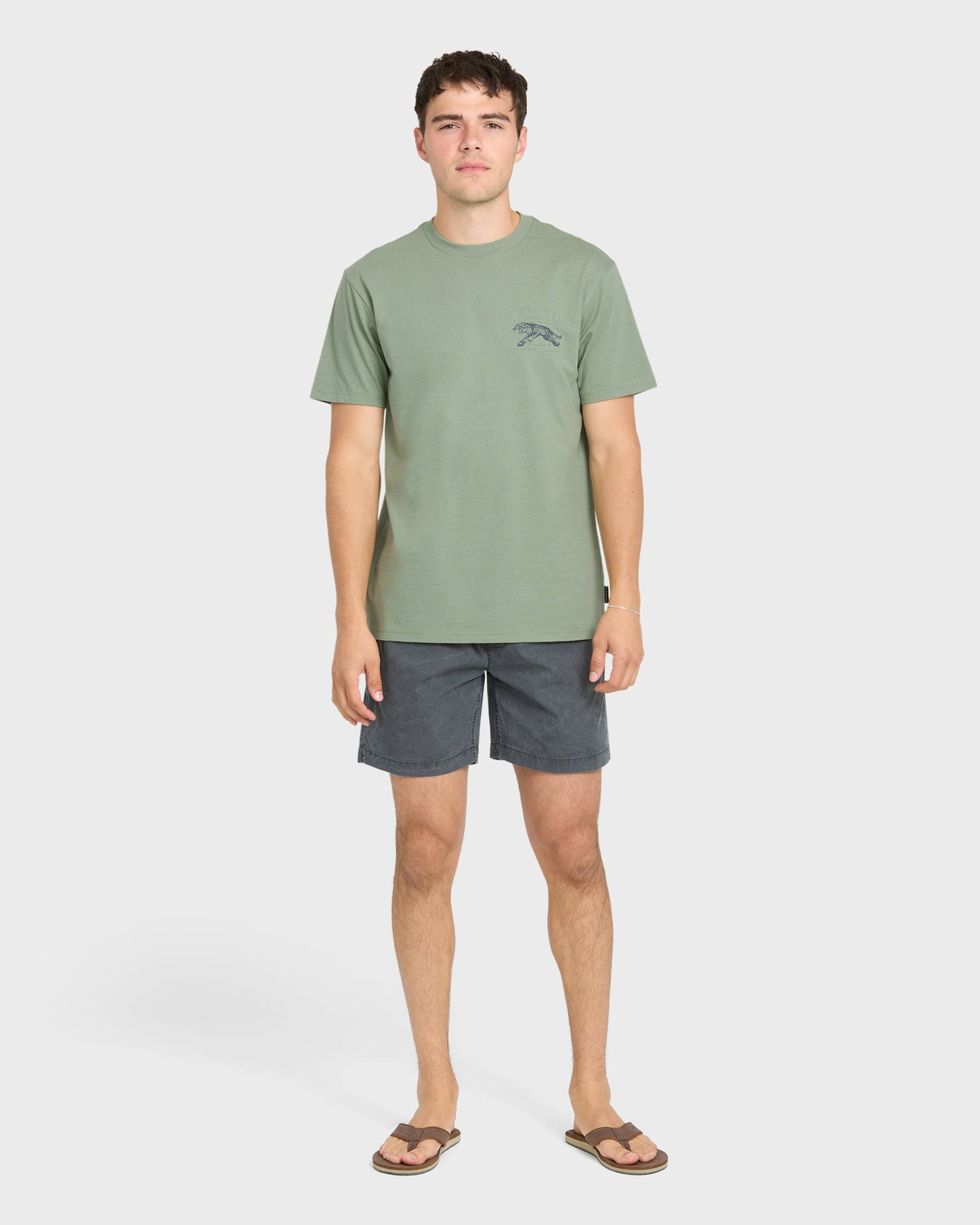 Tiger Style Short Sleeve Cotton T-Shirt - Lily Pad Heather