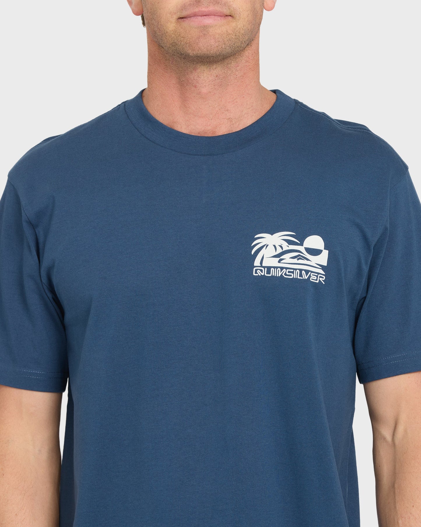 Reverse Cut Classic Short Sleeve Cotton T-Shirt - Dark Denim