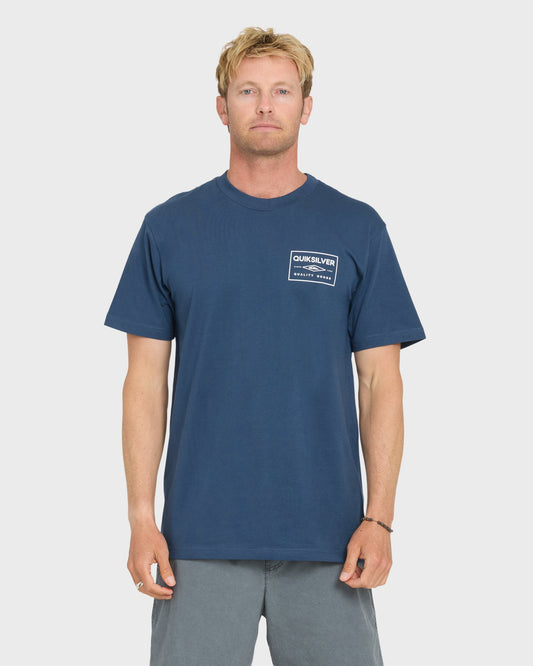 Stamped Short Sleeve Knit T-Shirt - Dark Denim