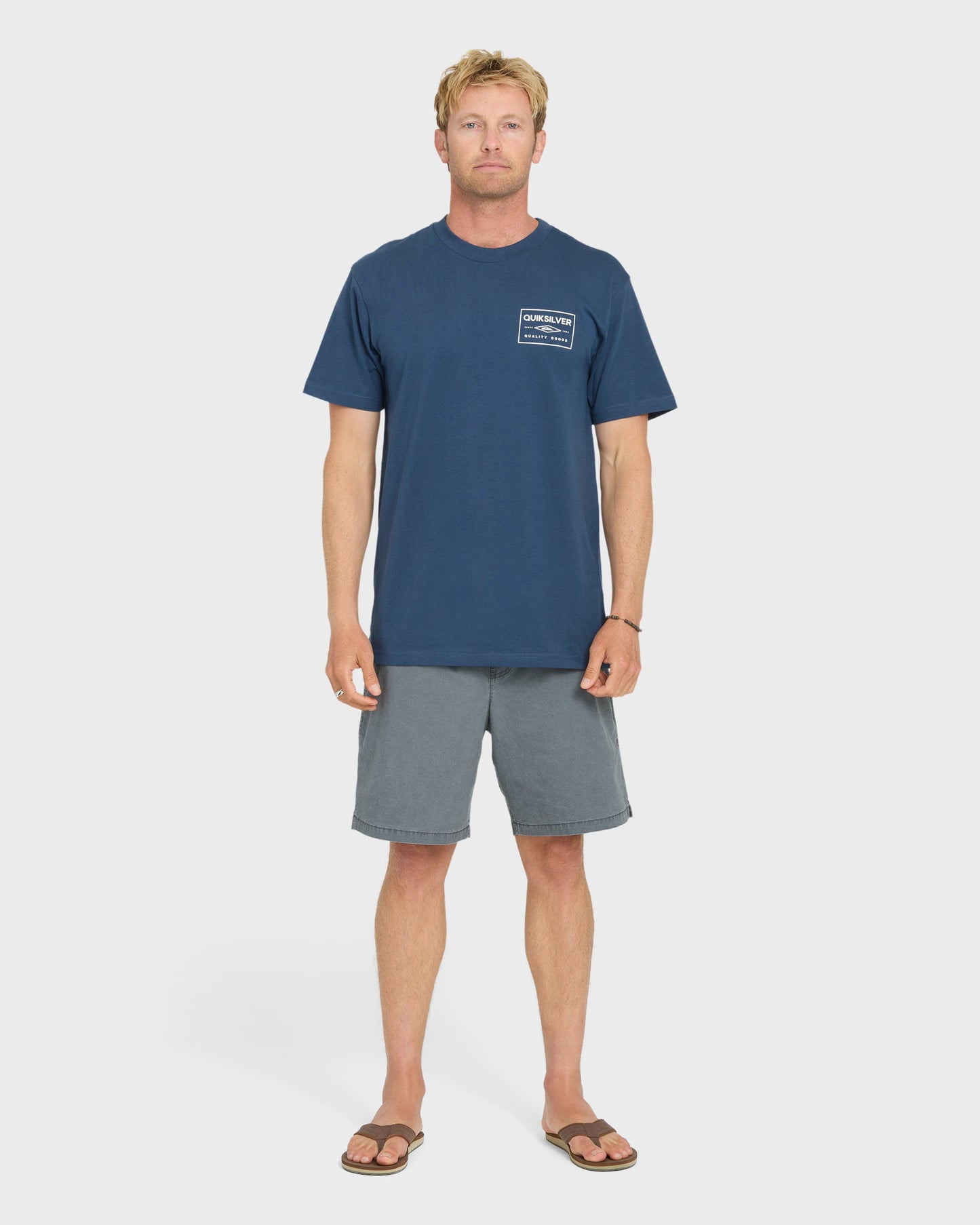 Stamped Short Sleeve Knit T-Shirt - Dark Denim