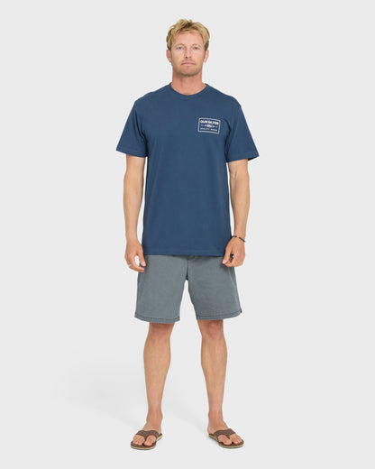 Stamped Short Sleeve Knit T-Shirt - Dark Denim