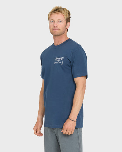 Stamped Short Sleeve Knit T-Shirt - Dark Denim