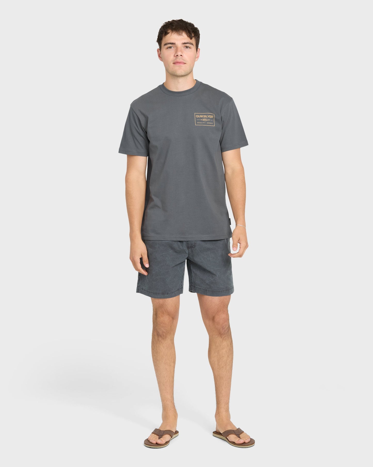Stamped Short Sleeve Knit T-Shirt - Iron Gate
