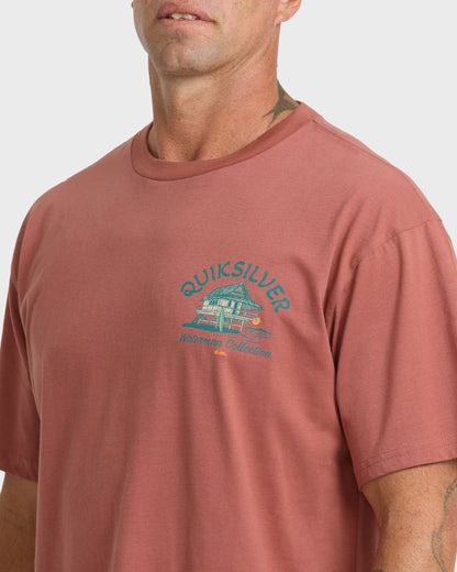 Waterman Tiki Hut Short Sleeve Cotton T-Shirt - Marsala