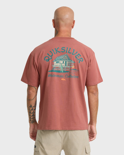 Waterman Tiki Hut Short Sleeve Cotton T-Shirt - Marsala
