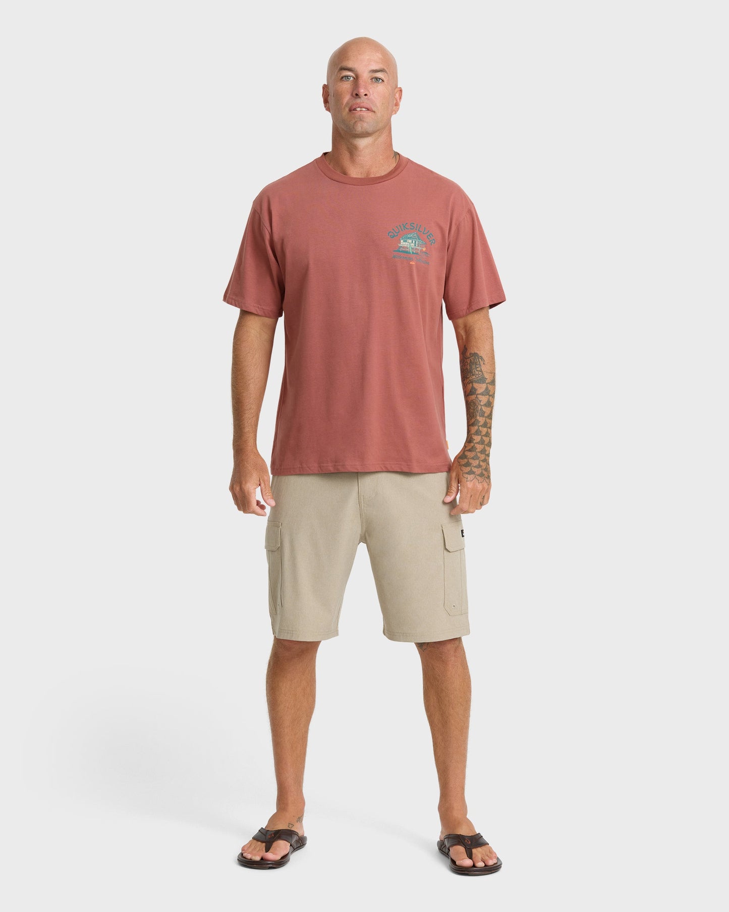 Waterman Tiki Hut Short Sleeve Cotton T-Shirt - Marsala