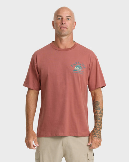 Waterman Tiki Hut Short Sleeve Cotton T-Shirt - Marsala