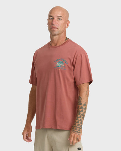 Waterman Tiki Hut Short Sleeve Cotton T-Shirt - Marsala