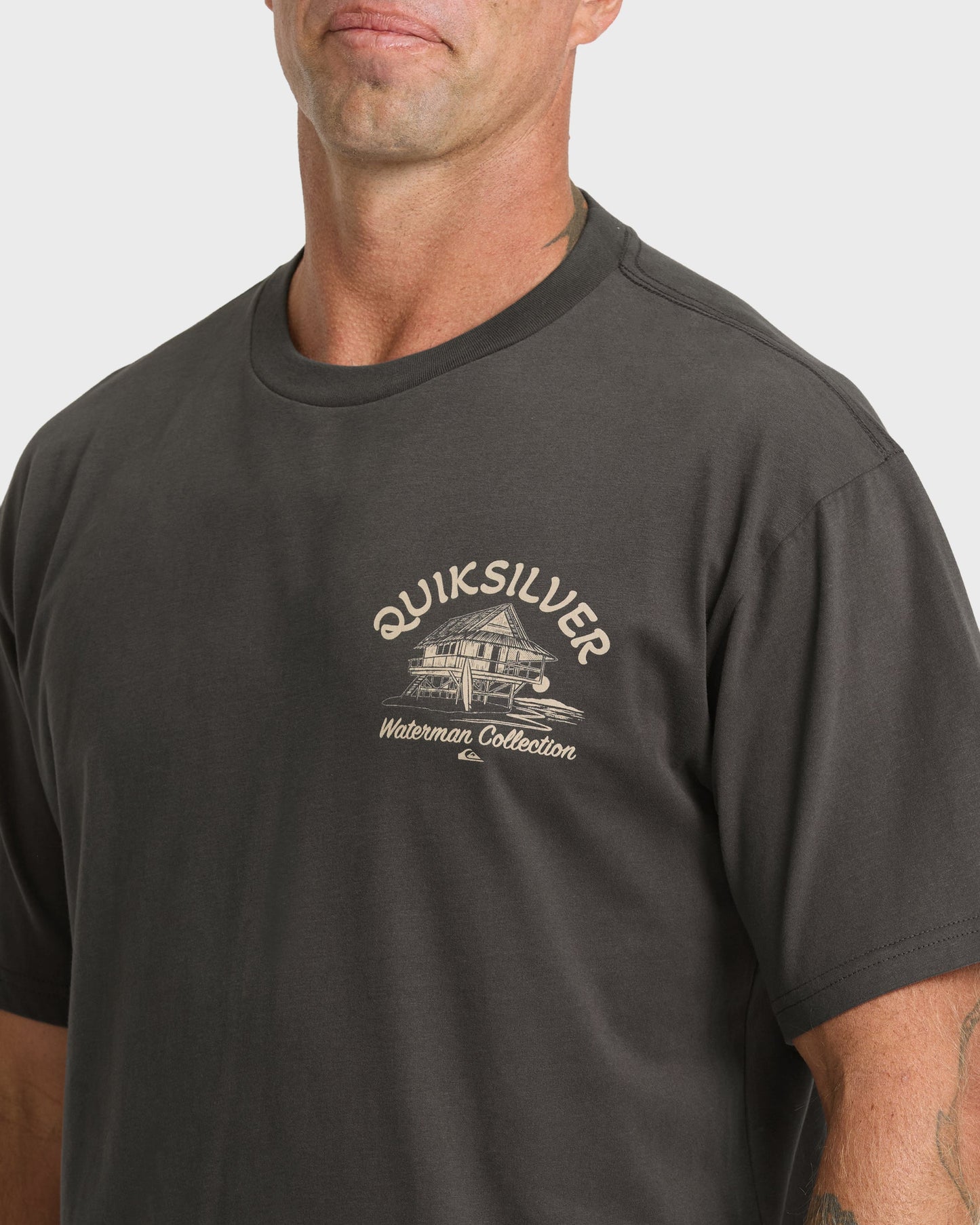 Waterman Tiki Hut Short Sleeve Cotton T-Shirt - Phantom