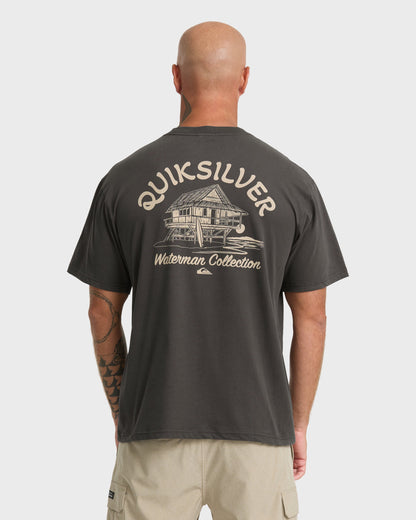 Waterman Tiki Hut Short Sleeve Cotton T-Shirt - Phantom