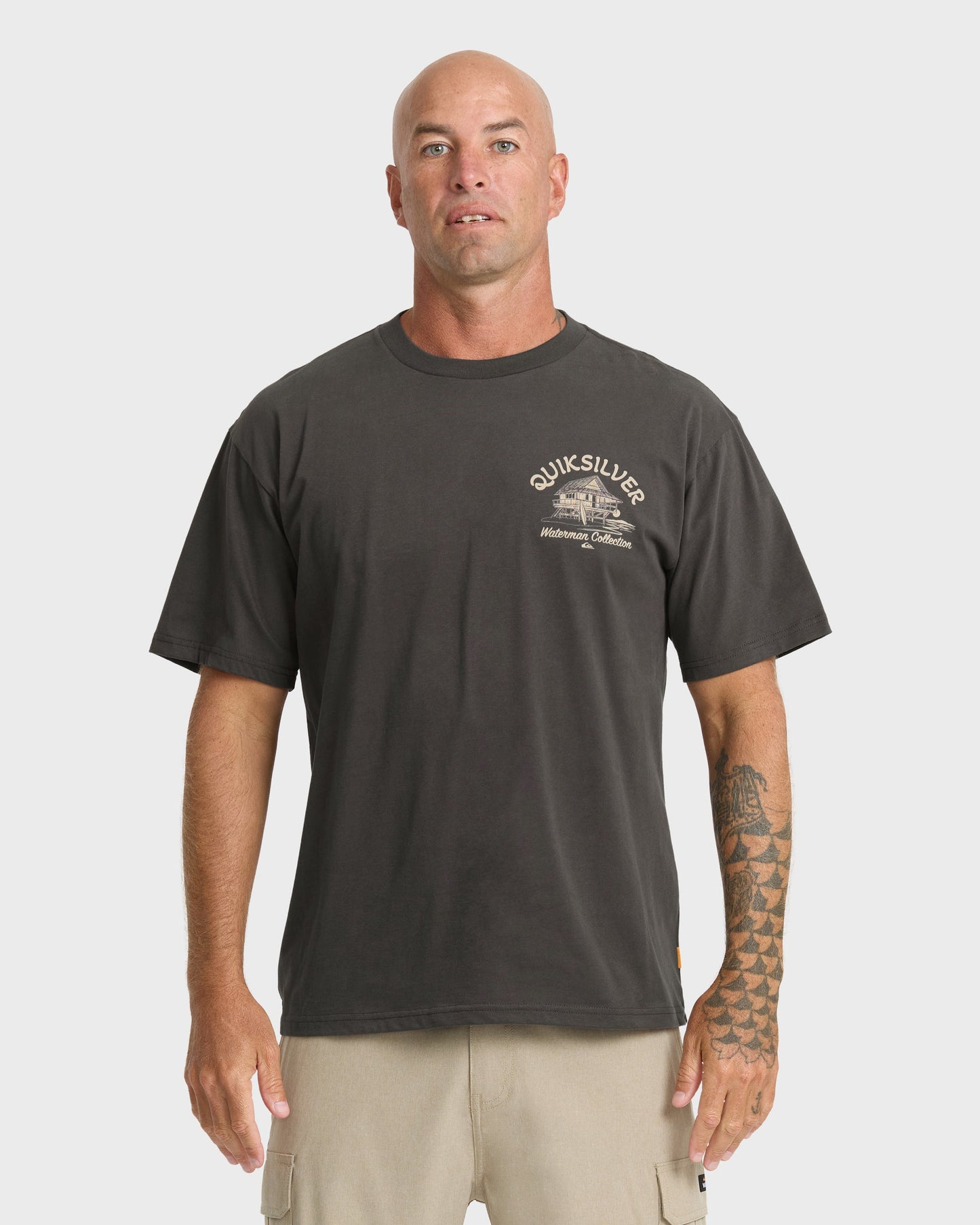 Waterman Tiki Hut Short Sleeve Cotton T-Shirt - Phantom