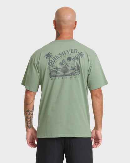 Waterman Lei'd Back Short Sleeve Cotton T-Shirt - Lily Pad