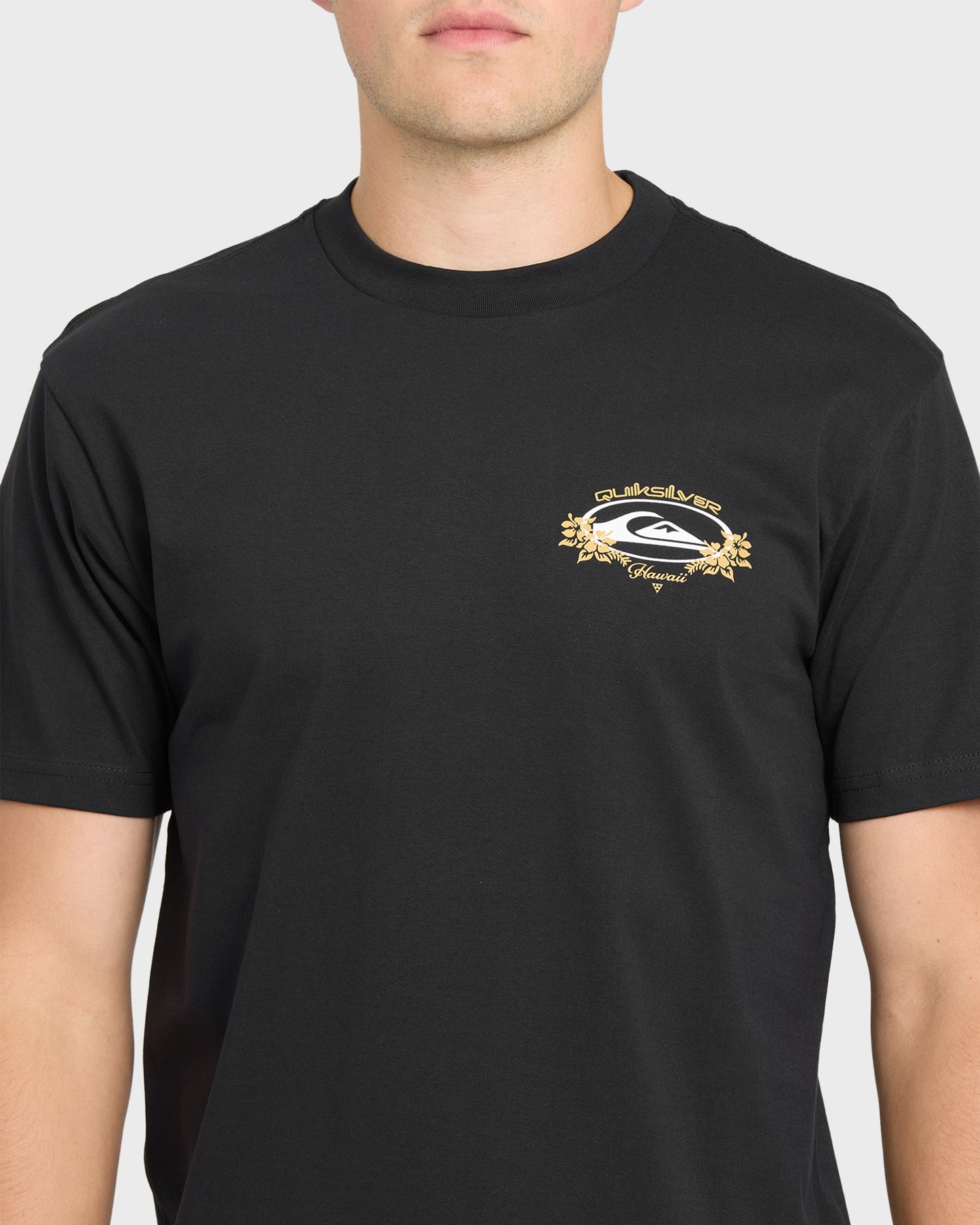 Hawaii Floral Classic Short Sleeve Knit T-Shirt - Black