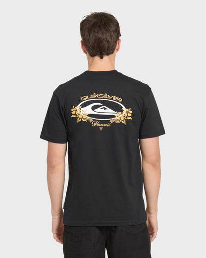 Hawaii Floral Classic Short Sleeve Knit T-Shirt - Black
