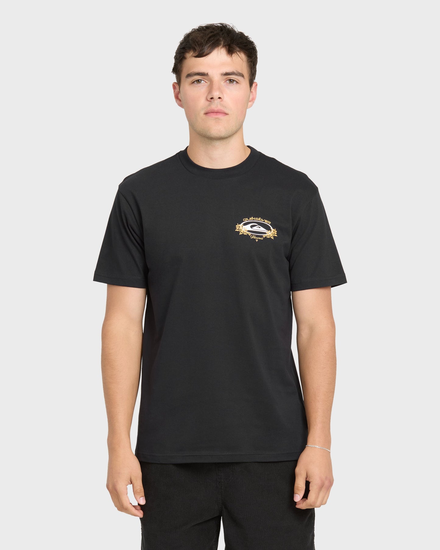 Hawaii Floral Classic Short Sleeve Knit T-Shirt - Black
