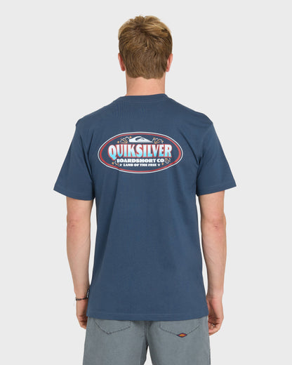 Firecracker Short Sleeve Cotton T-Shirt - Dark Denim