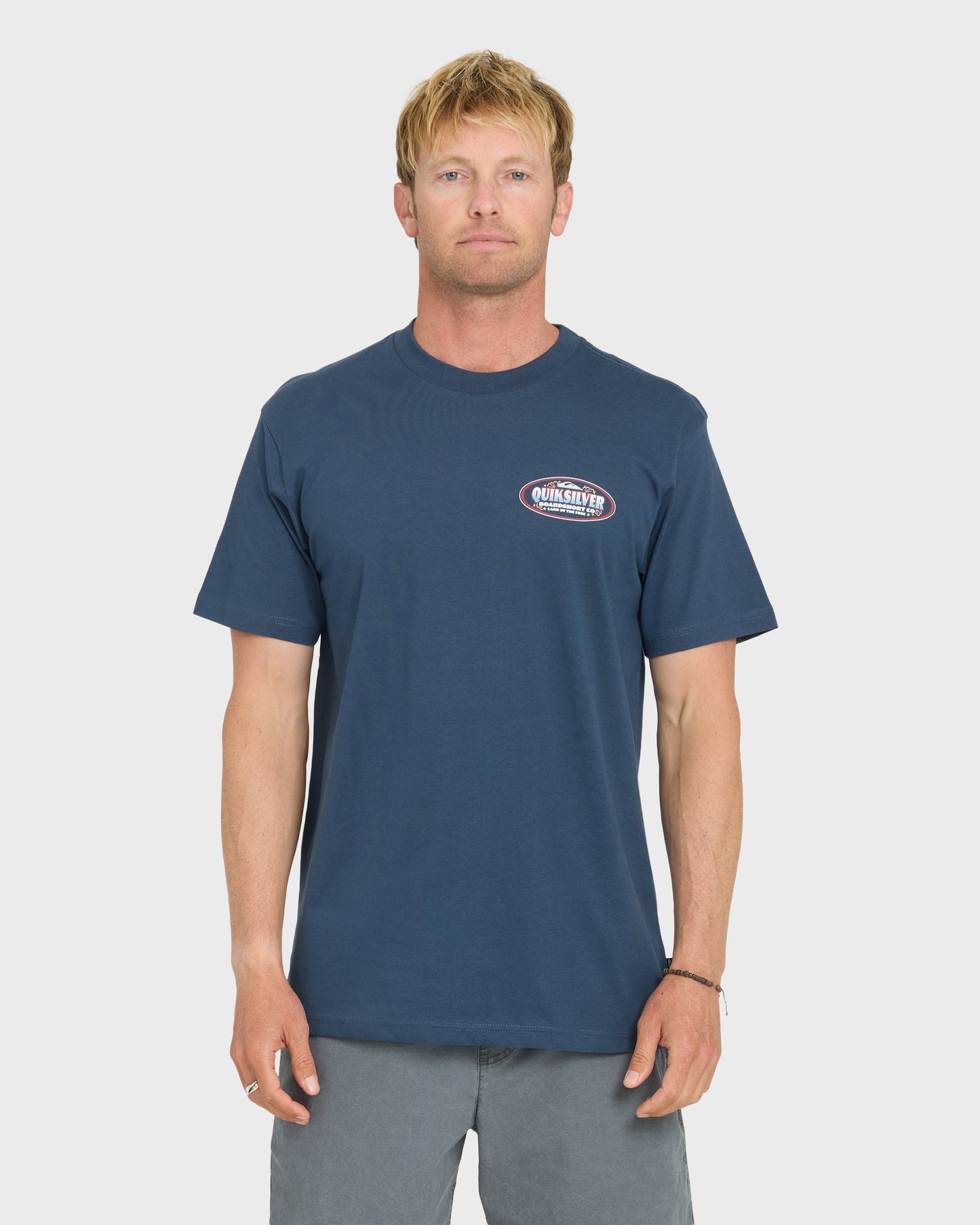 Firecracker Short Sleeve Cotton T-Shirt - Dark Denim