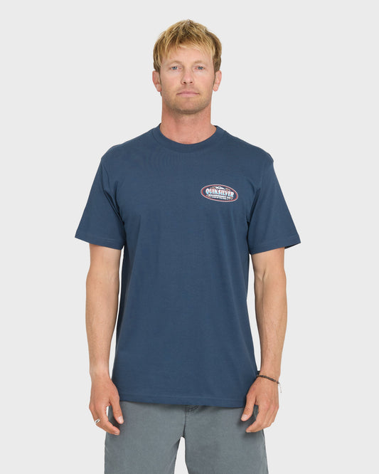 Firecracker Short Sleeve Cotton T-Shirt - Dark Denim