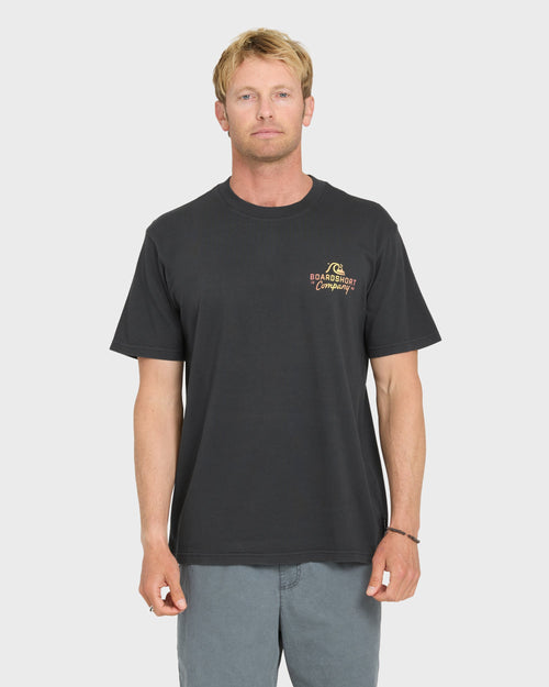 Factory Label Pigment Dye Short Sleeve Cotton T-Shirt - Phantom