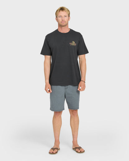 Factory Label Pigment Dye Short Sleeve Cotton T-Shirt - Phantom