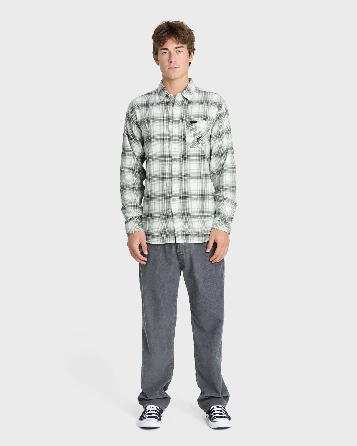 Breakwater Check Long Sleeve Flannel Shirt - Snow White